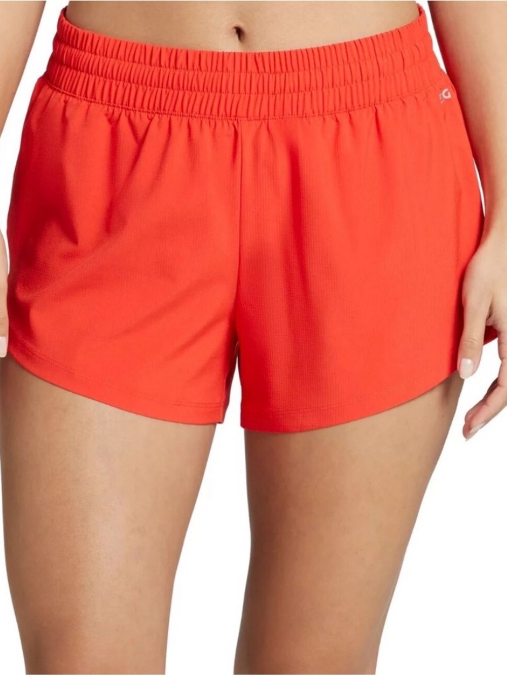 DSG Coral-Orange Athletic Shorts with Elastic Waist